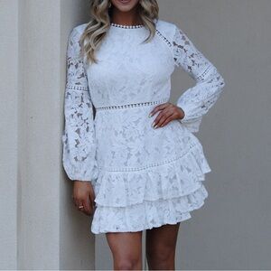 White floral lace dress